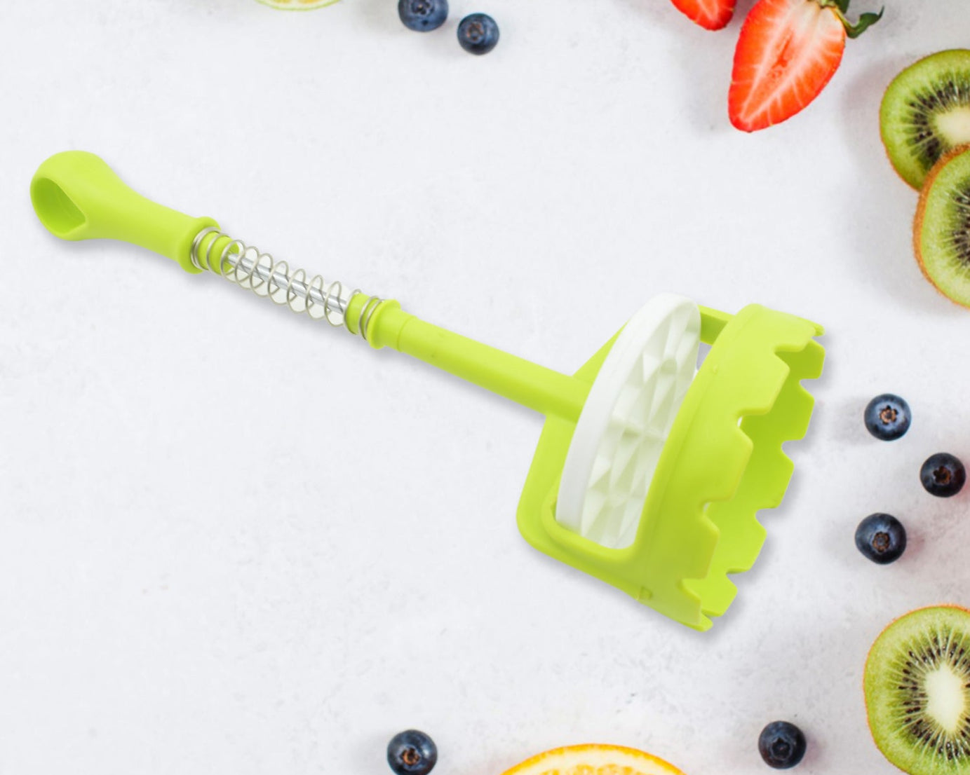 Multi Functional One-Handed Plastic Manual Mashed Potatoes Masher, Mash Sweet Potato Masher with Comfort Grip and Stainless-Steel Spring Design for Nonstick Pans (1 Pc)