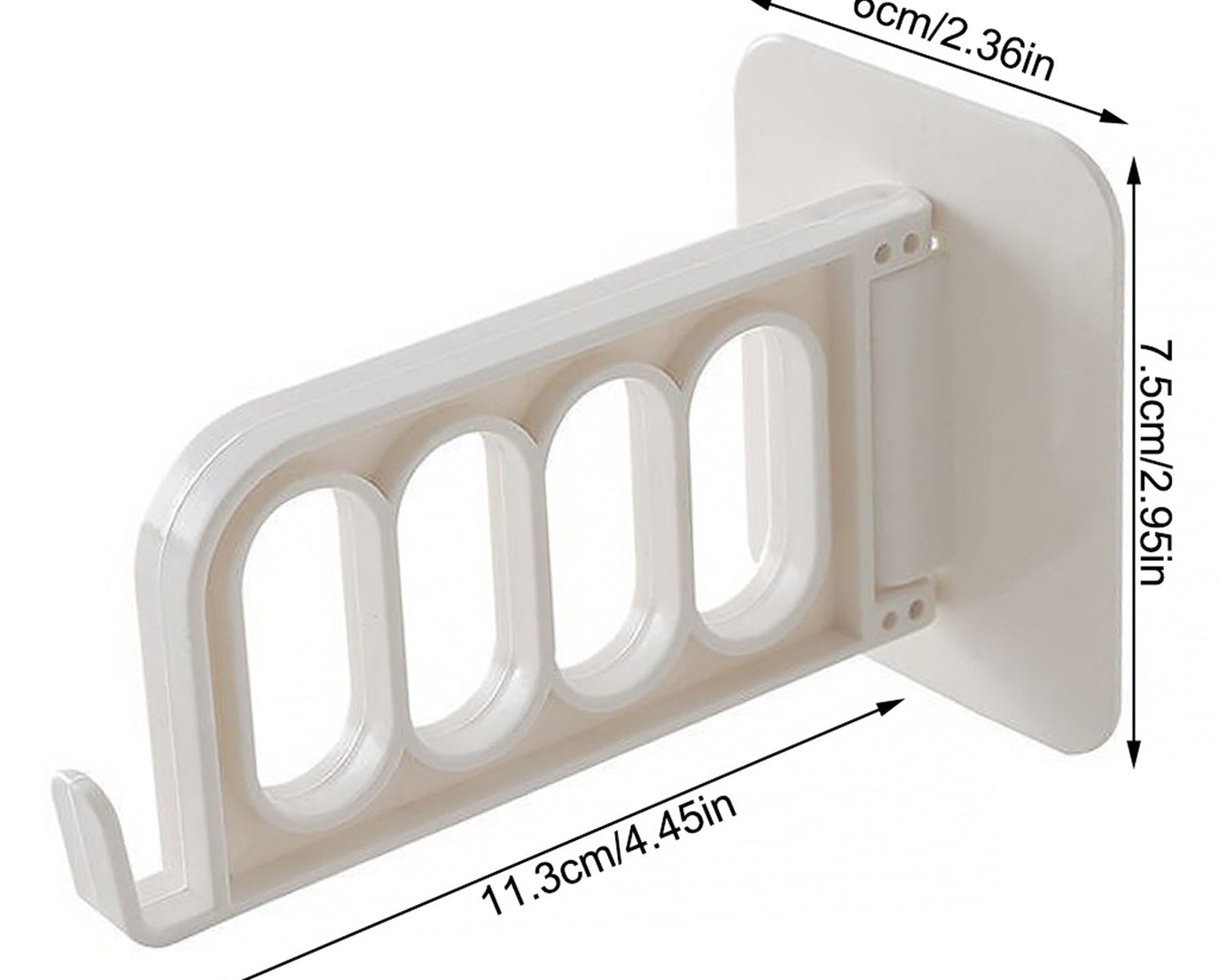 Door hook for single door, ideal for use in bathroom, kitchen, or bedroom.