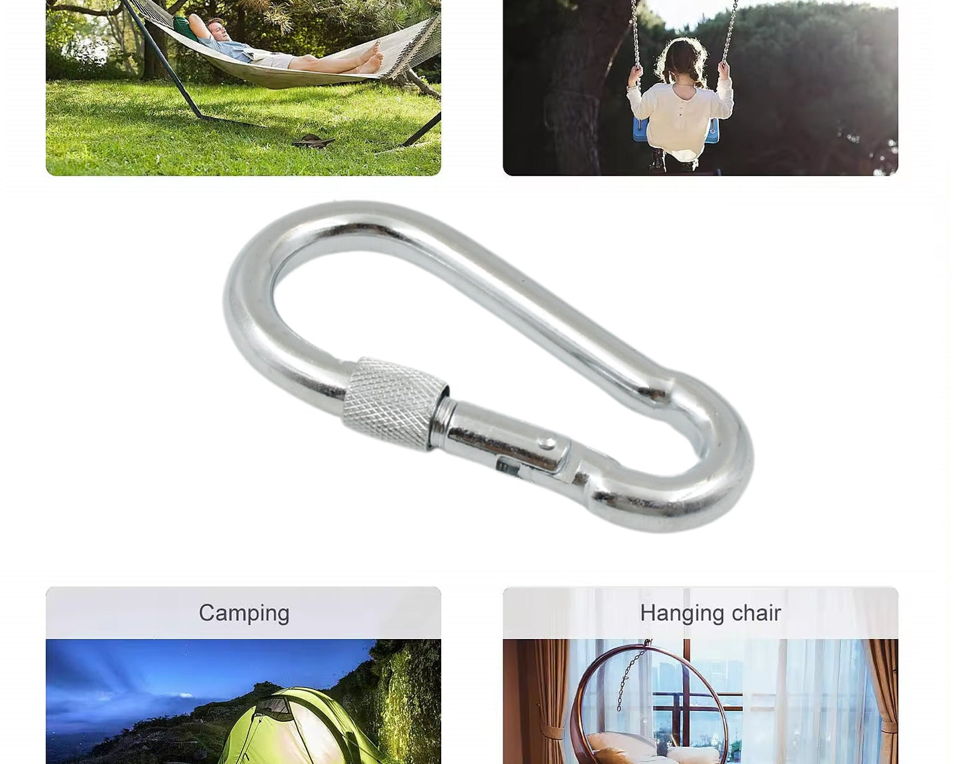 Snap Hook With Screw-Stainless Steel Snap Hook Clip Heavy Duty, Carabiner Clip (10×100 MM / 1 Pc)