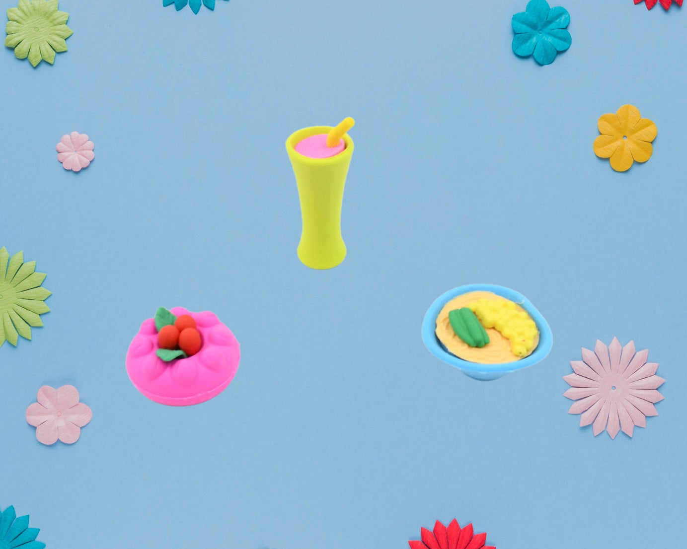 3D Mix Design Fancy & Stylish Colorful Erasers, Mini Eraser Creative Cute Novelty Eraser for Children Different Designs Eraser Set for Return Gift, Birthday Party, School Prize (1 Set)