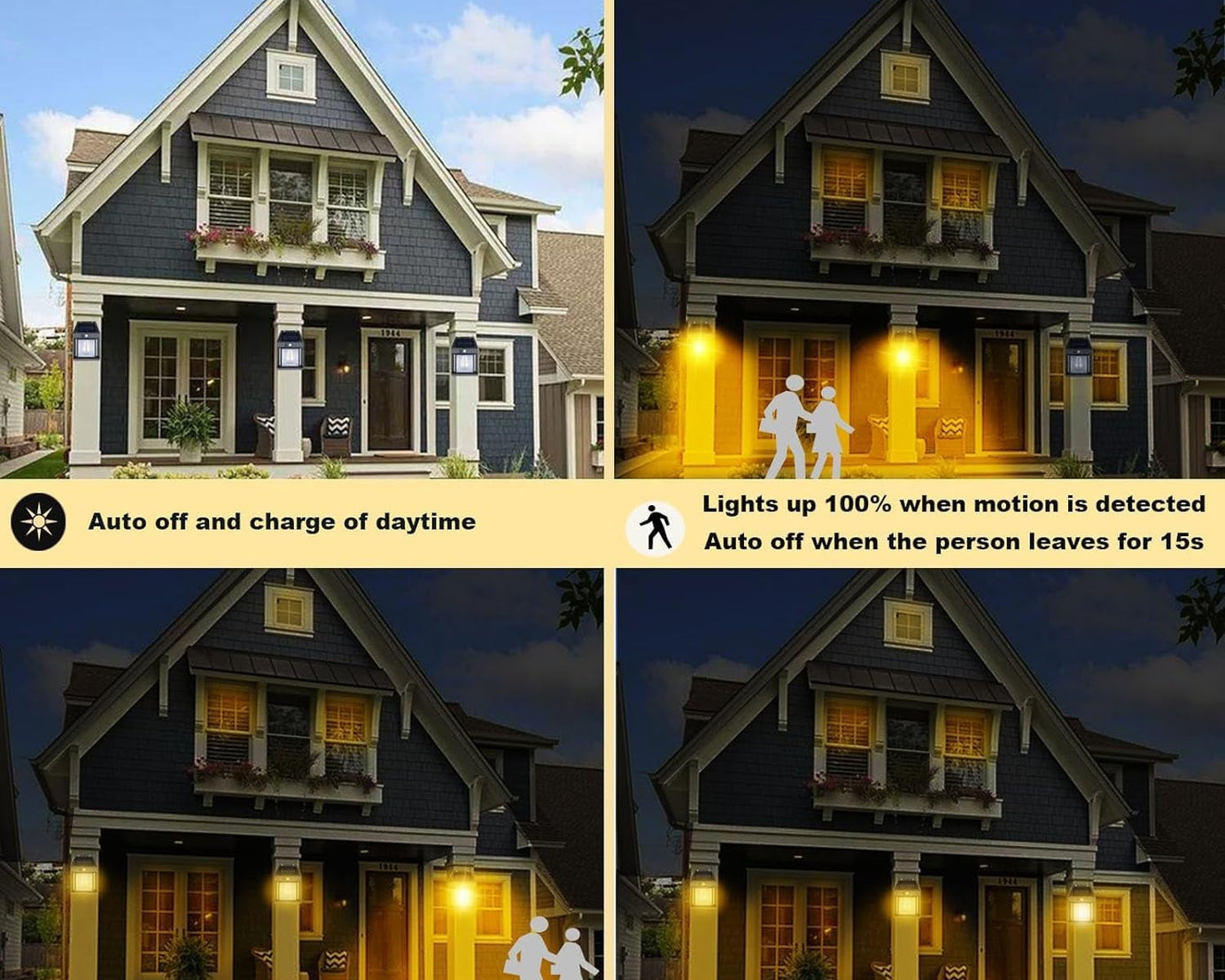 Solar Wall Lights / Lamp Outdoor, Wireless Dusk to Dawn Porch Lights Fixture, Solar Wall Lantern with 3 Modes & Motion Sensor, Waterproof Exterior Lighting with Clear Panel (1 Pc )