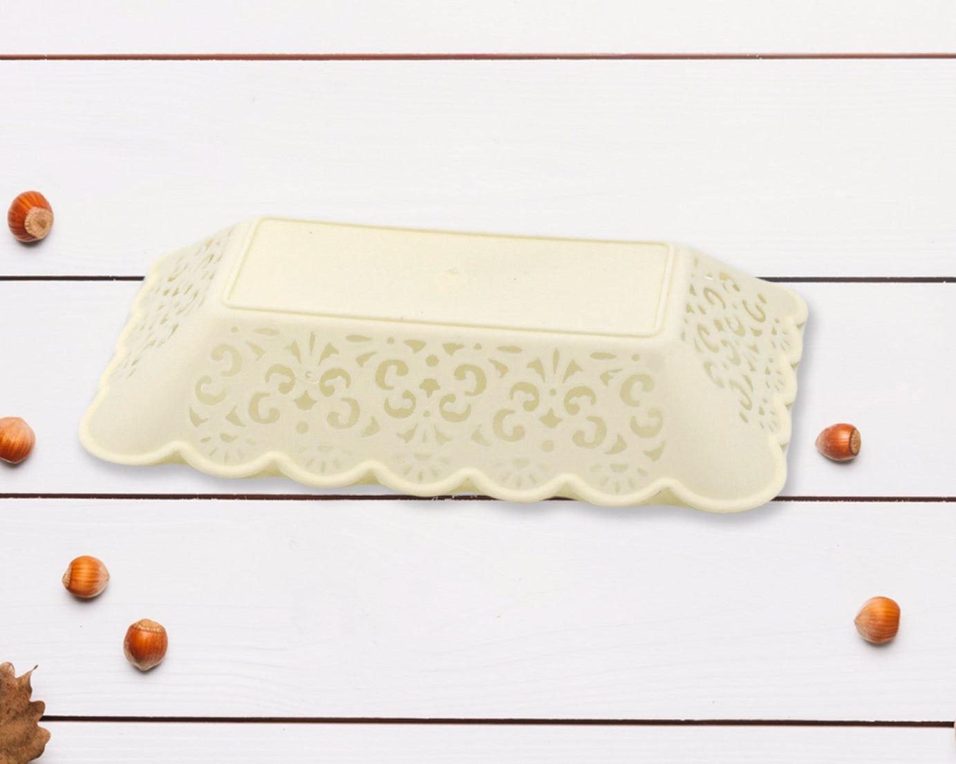 Rectangle Plastic Dinner Plate Snacks / Breakfast, Restaurant Serving Trays Home School Coffee Hotel Kitchen Office (8 Pcs Set)