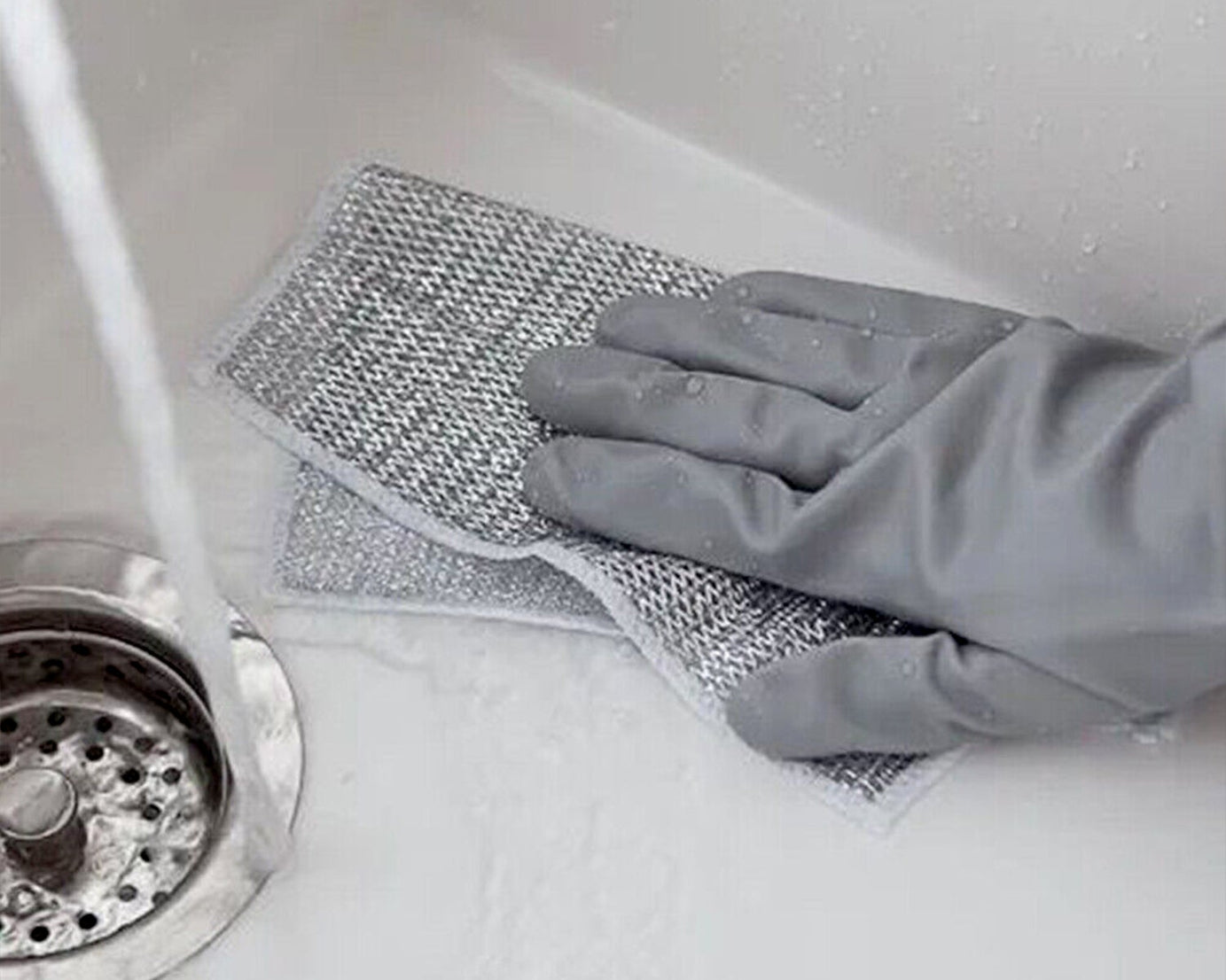 Double-Sided Multipurpose Microfiber Cloths, Stainless Steel Scrubber, Non-Scratch Wire Dishcloth, Durable Kitchen Scrub Cloth (1 Pc / 20 x 20 Cm)