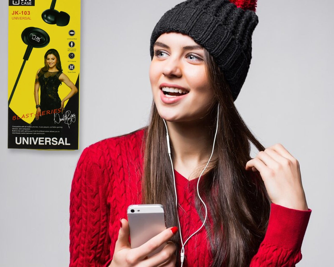 Universal Wired Earphone with Mic (1 Pc)