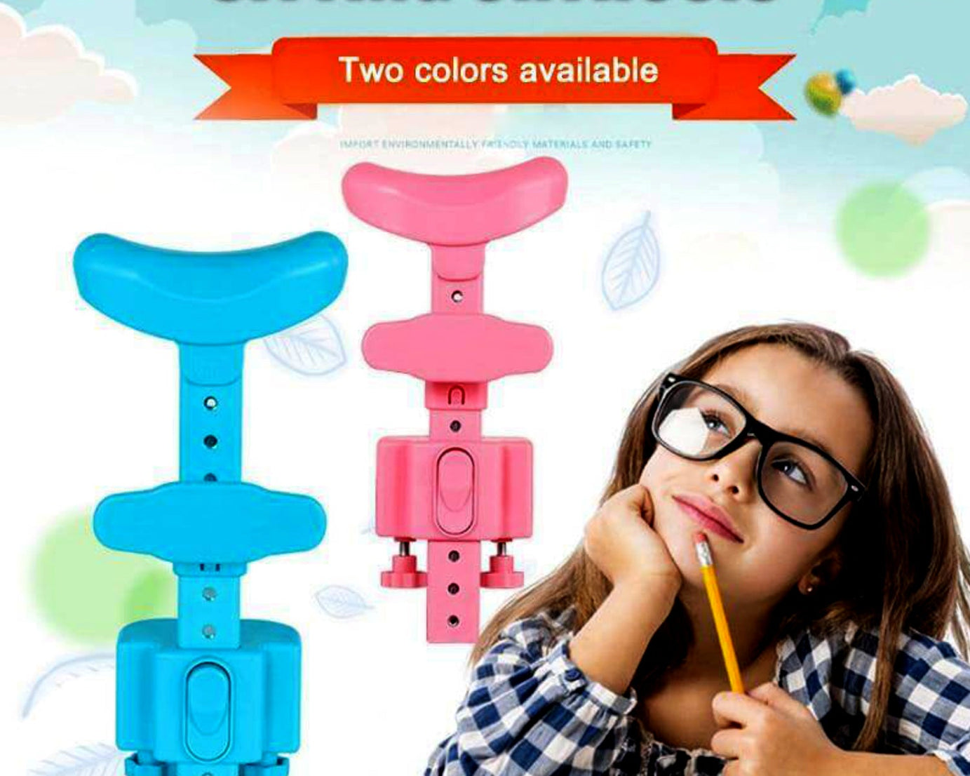 Student Sitting Posture Corrector Child Protector, Kids Sitting Posture Corrector for Reading Writing Adjustable Sitting Support Brace Eye Protection, School Gifts