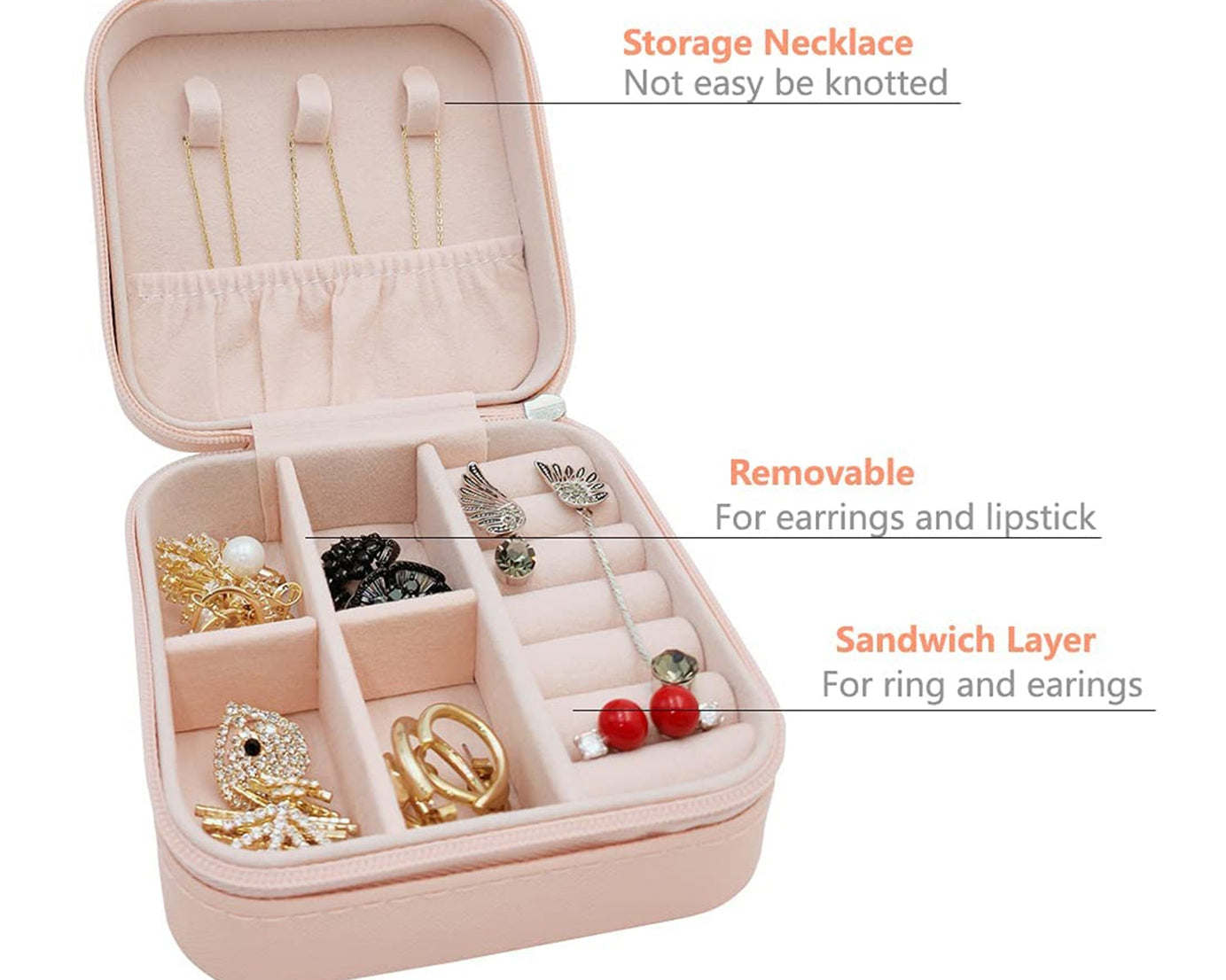 Jewellery Box for Women, Mini Portable Jewelry Box Organiser,PU Leather Jewlerrying Display Holder, Small Travel Jewellery Box for Girls, Women, Mother, Daughte, Travel Ring, Pendant, Earring, Necklace Storage Case