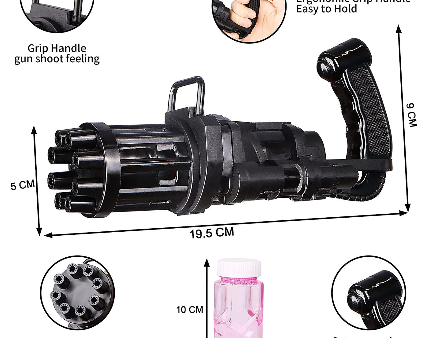 Bubble gun with a vibrant design and battery operation