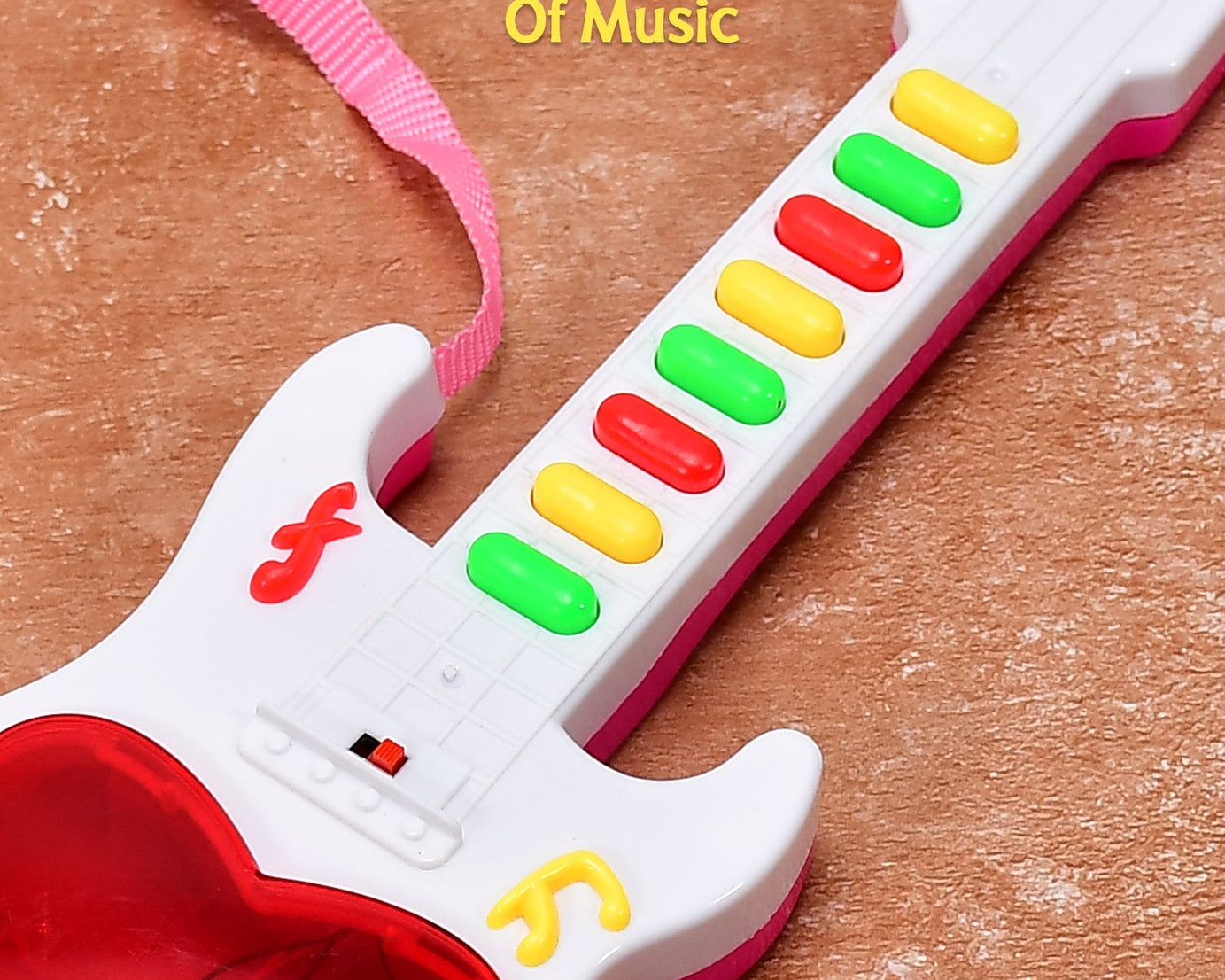 Light-up musical toy guitar for young kids.