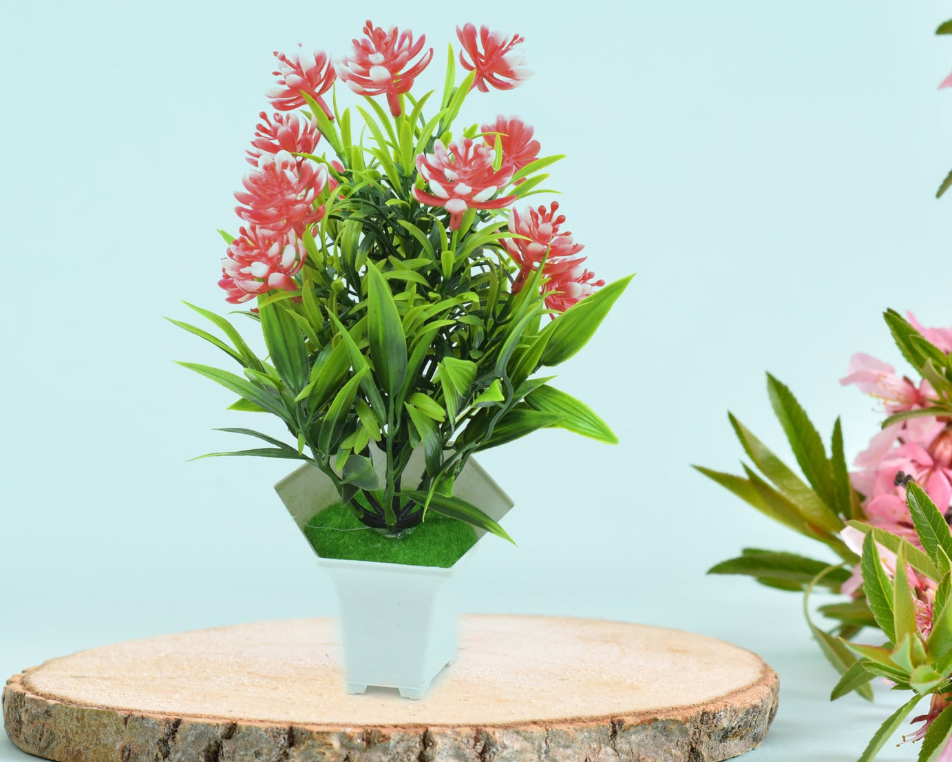 Wild Artificial Flower Plants with Cute Pot | Flower Plant for Home Office Decor | Tabletop and Desk Decoration | Artificial Flower for Balcony Indoor Decor, Plants for Living Room (1 Pc)