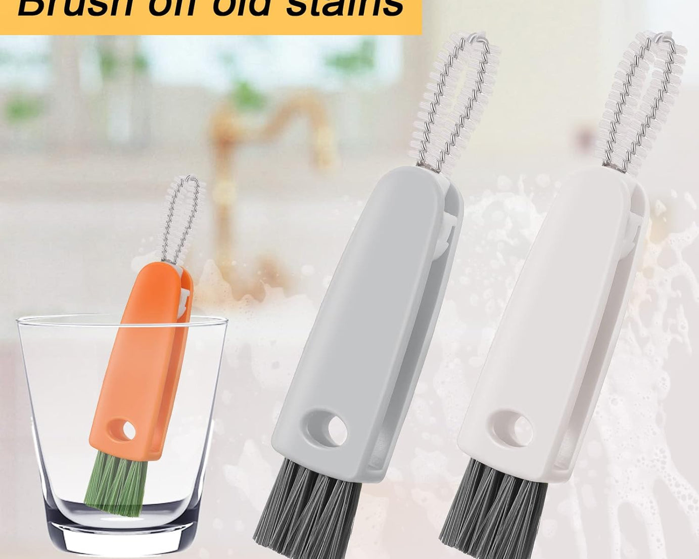 3 in 1 Multifunctional Cleaning Brush Mini Glass Cover Cleaning Brush Bottle Cleaning Brush Set Cup Cleaner Brush Bottle Cap Detail Brush for Bottle Cup Cover Lid Home Kitchen Washing Tool (1 Pc)
