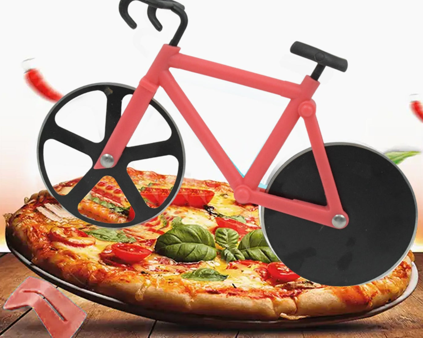Stainless steel Bicycle shape Unbreakable Handle Pizza cutter | Pastry Cutter | Pizza Slicer with Grip on Handle and Stainless Steel Blade (1 Pc)