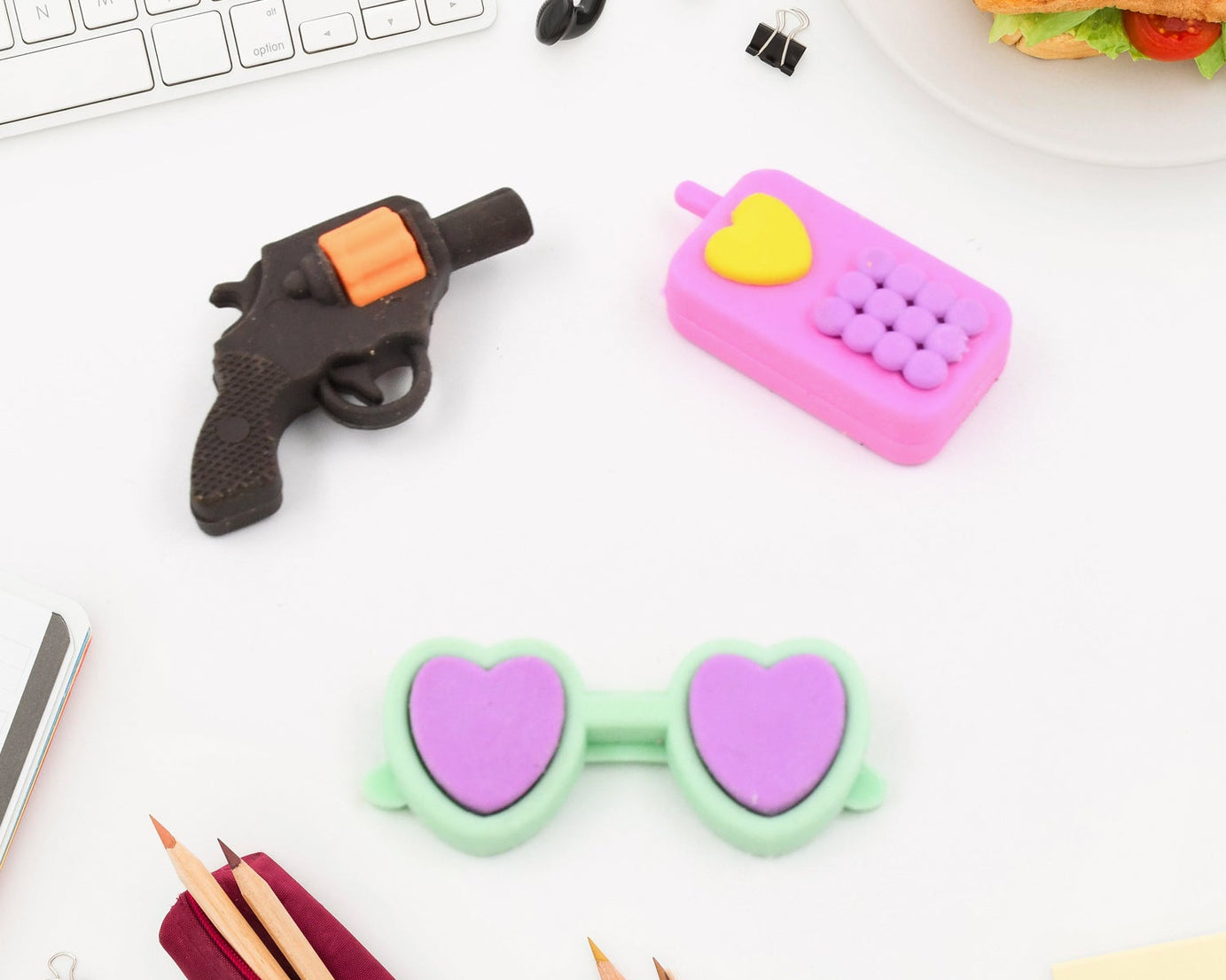 Mix Design 1 Set Fancy & Stylish Colorful Erasers for Children Different Designs & Mix, Eraser Set for Return Gift, Birthday Party, School Prize (1 Set)