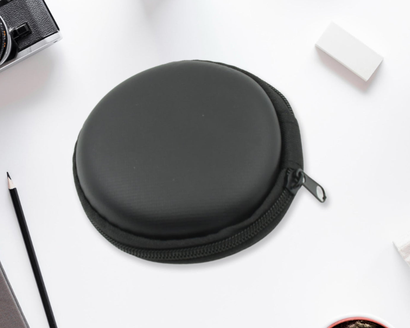 Cute Round Earphone Carrying Case - Multi-Use Pocket Pouch for Headphones, Cables, Coins, Airpods & More