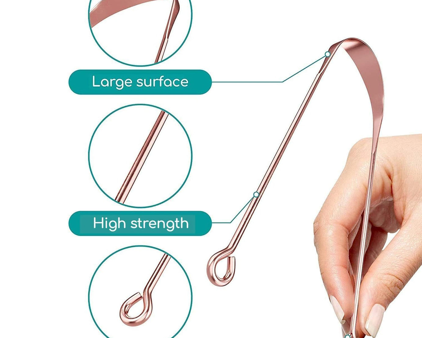 Tongue Cleaner For Kids & Adults | Tongue Scraper For Bad Breath, Maintain Oral Hygiene for Daily Use | for Fresh Breath & Bacteria Removal | Improved Taste (Steel, Copper, Tongue Cleaner / 1 Pc)