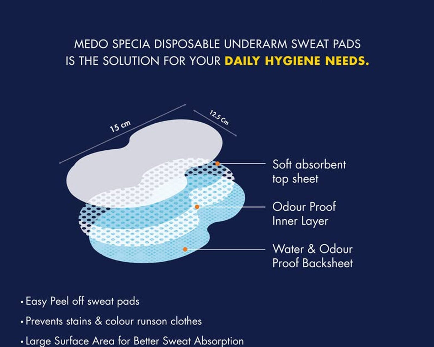 Underarms Sweat Pads Disposable Highly Absorbent Pads Cotton Anti-Allergic Anti Bacteria Anti Smell Underarm Perspiration Pad For Men And Women (Pack of 10)