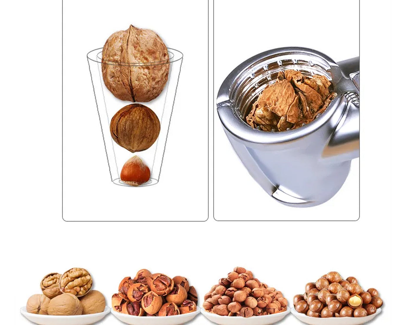 Walnut Cracker, Luxury Die Cast Stainless Alloy Nut Cutter Walnut Clamp Plier Portable Smart Walnut Akhrot Pincers Bottle Opener for Pecans, Almonds, Brazil Nuts