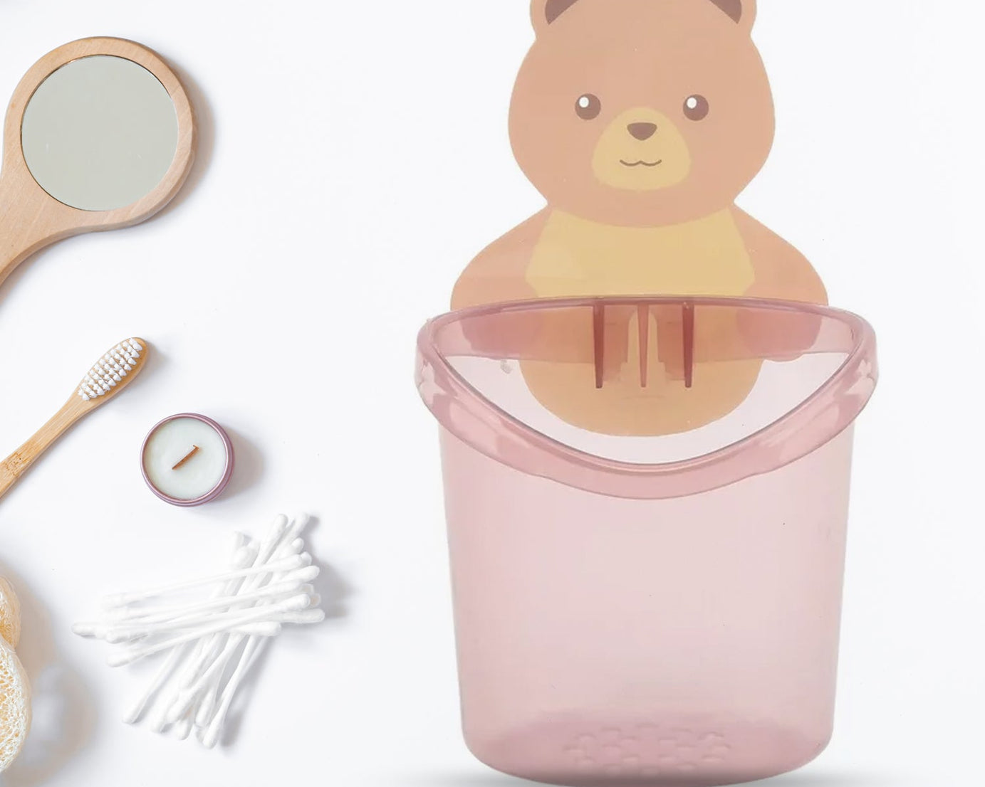 Self-adhesive teddy bear bathroom holder