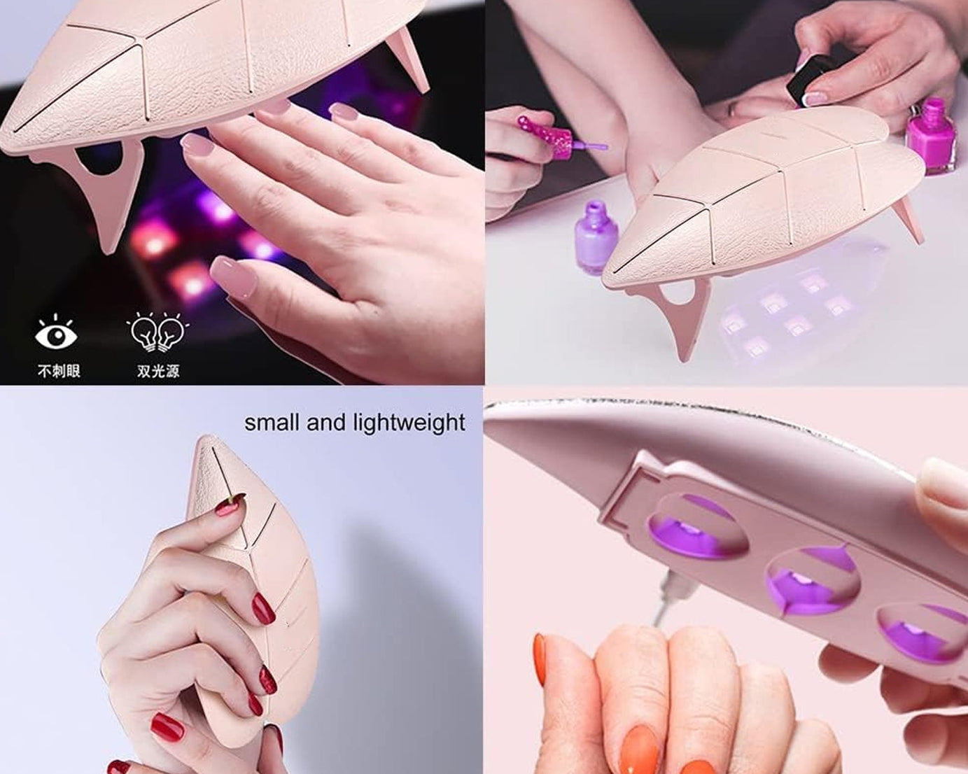 Mini Nail Lamp 6w 6 Led UV Nail Dryer with USB Cable for Gel Nail Polish Nail Art Tools for Starters Home DIY Professionals Salon Manicure (1 Pc)