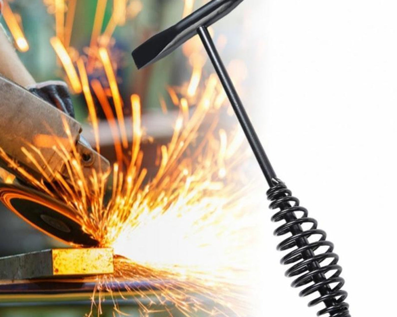 Welding Slag Removal Tool Chipping Hammer with Coil Spring Handle, Mufti Functional for Cleaning Removing Slag Industrial Weld Slag Spatter Removal Tool Welding Hammer, for Machinery Electrician (1 Pc )