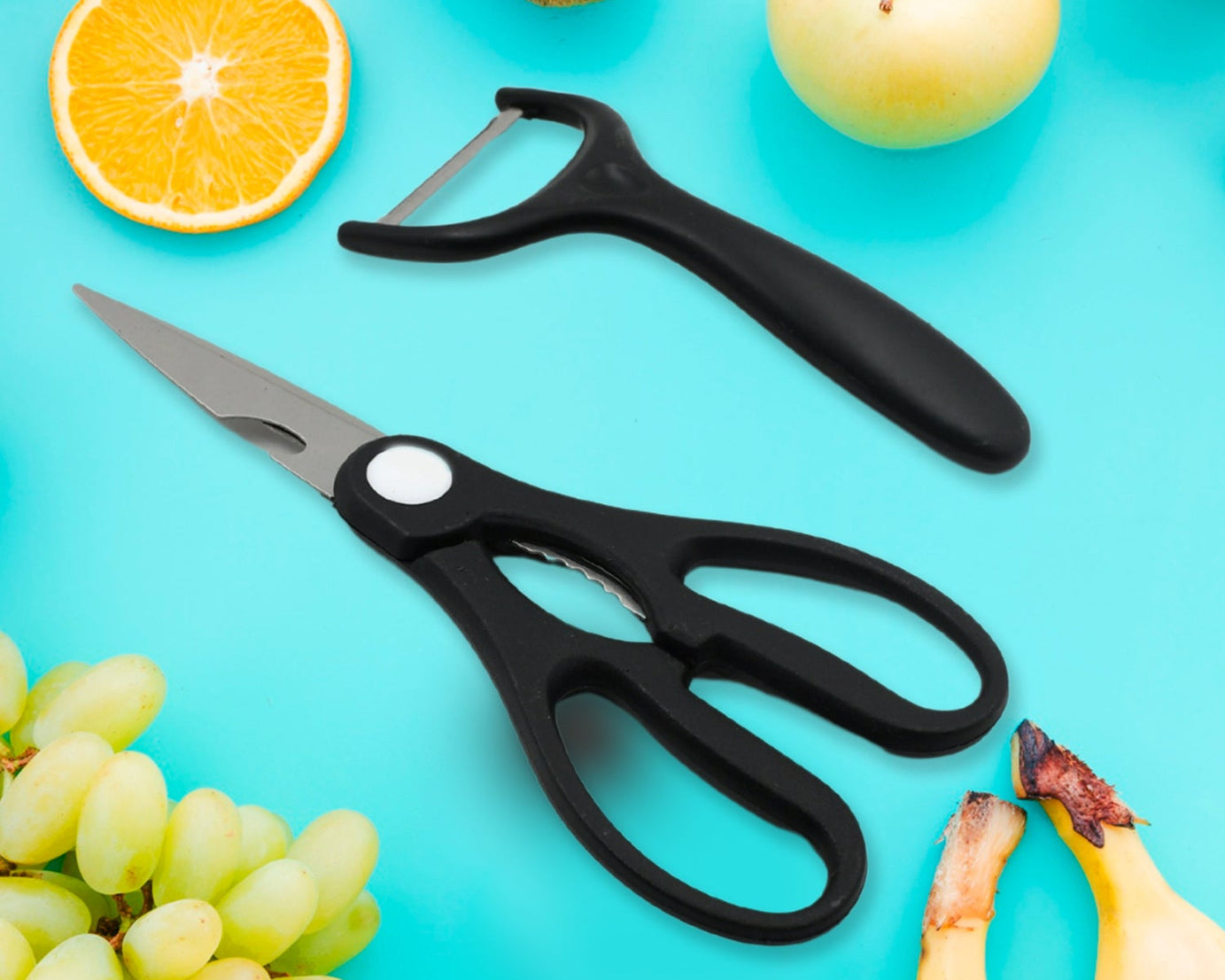 5629 6 Pieces Professional Kitchen Knife Set, Meat Knife, Chef's Knife with Non-Slip Handle for Home, Kitchen and Restaurant with Chef Peeler and Scissor (Stainless Steel / 6 Pcs Set)