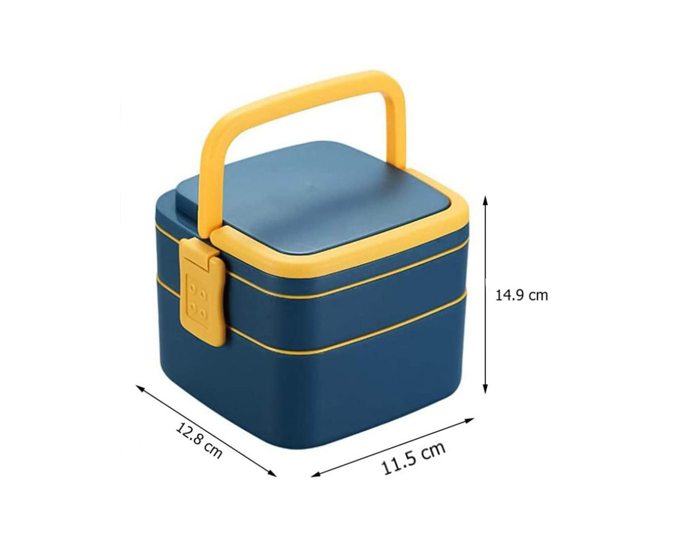 Bento lunch box with blue double layers and spoon