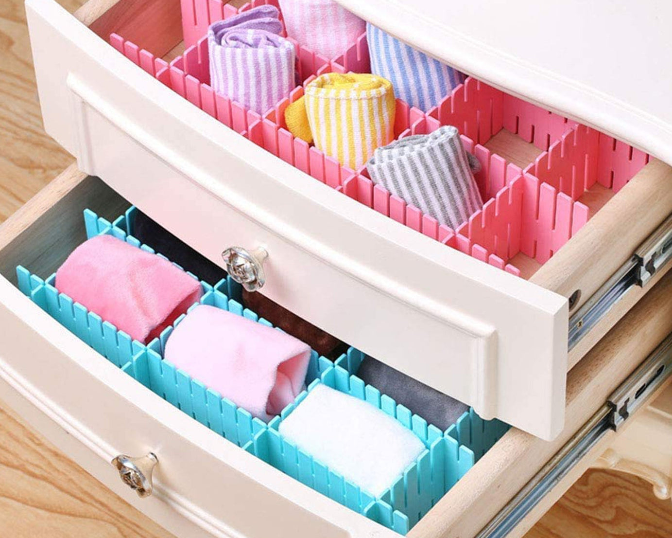 4146 Storage Box Drawer Organizer Drawer Cupboard Divider | Grid Closet Sorting Partition | Plastic Strips Separators box organizer (4 Pc Set )