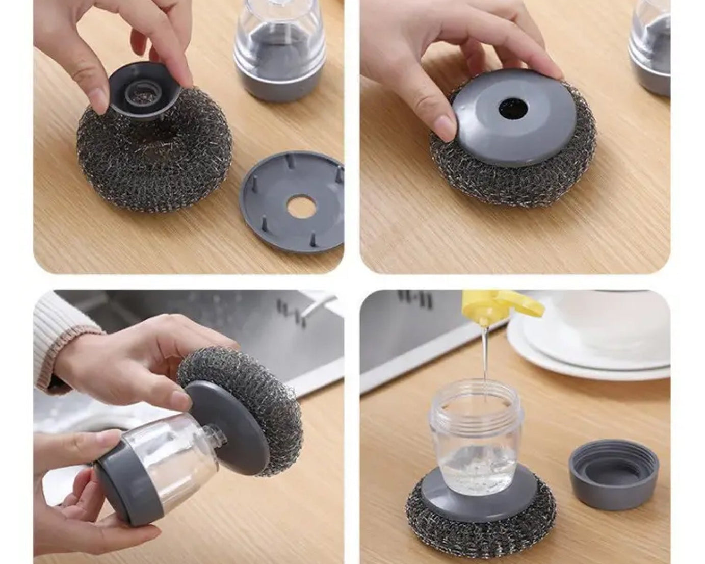 4921 Soap Dispensing Palm Brush Washing Liquid Dish Brush Soap Pot Utensils with Dispenser Cleaning