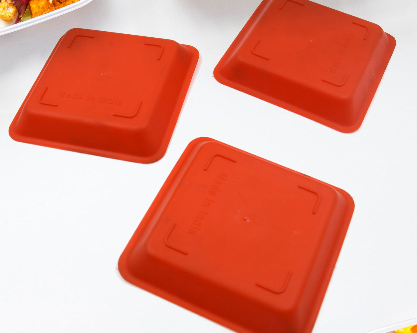 Square Plastic Halwa Dinner Plate Snacks / Breakfast, Restaurant Serving Trays Home School Coffee Hotel Kitchen Office (3 Pcs Set)