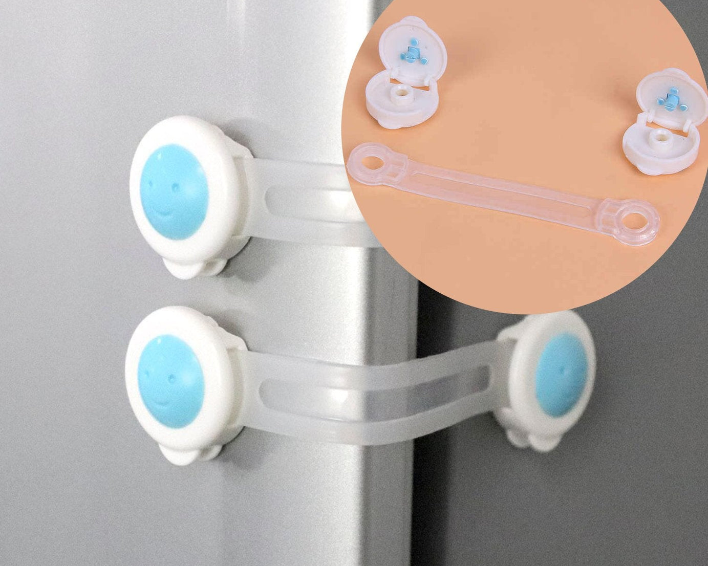 Effective baby proofing strap lock, single unit.