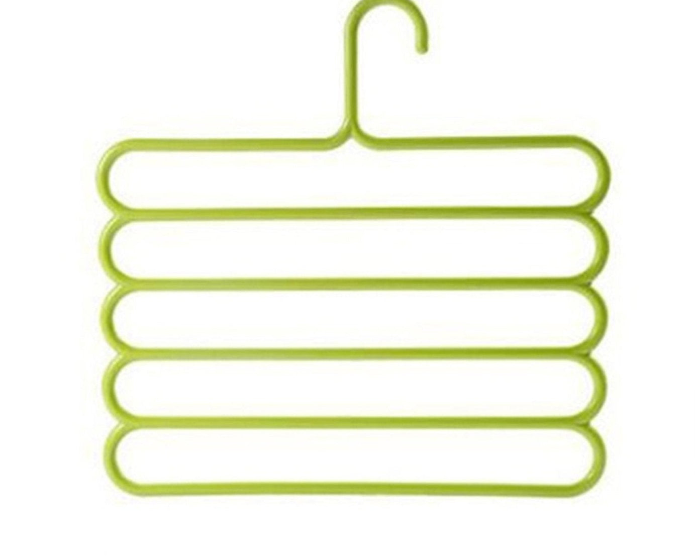 Close-up of 5-layer plastic hanger with multiple hooks