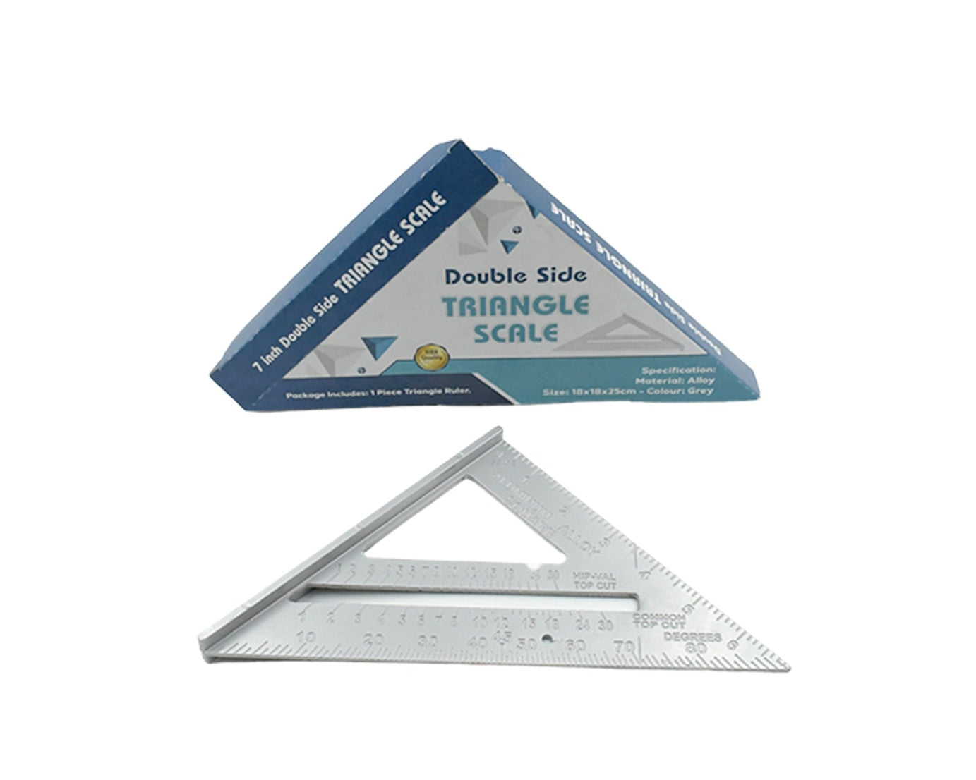 1559 Double Side Scale Triangle Measurement Hand Tool, 45 Degree Triangle Ruler, Home for Industry, Aluminum Alloy Rafter Square 7-Inch Length