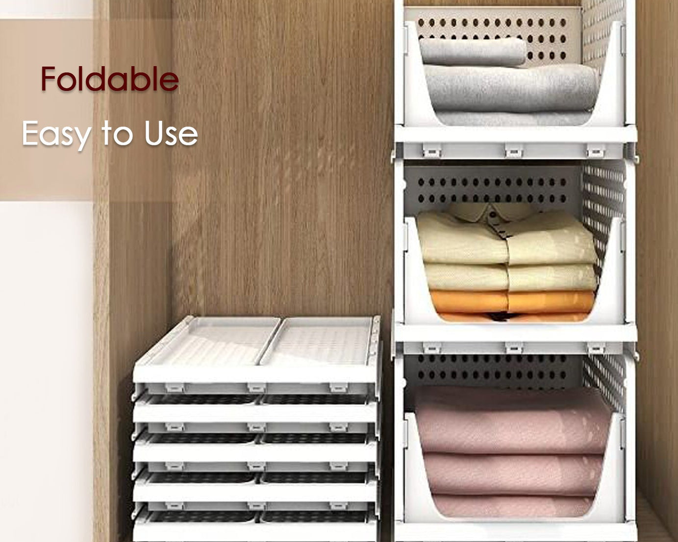 3 Layer Clothes Organizer for Wardrobe Cupboard Organizer for Clothes Foldable and Stackable Closet Organizer Drawer Organizer for Clothes, Multi Purpose Plastic Drawer