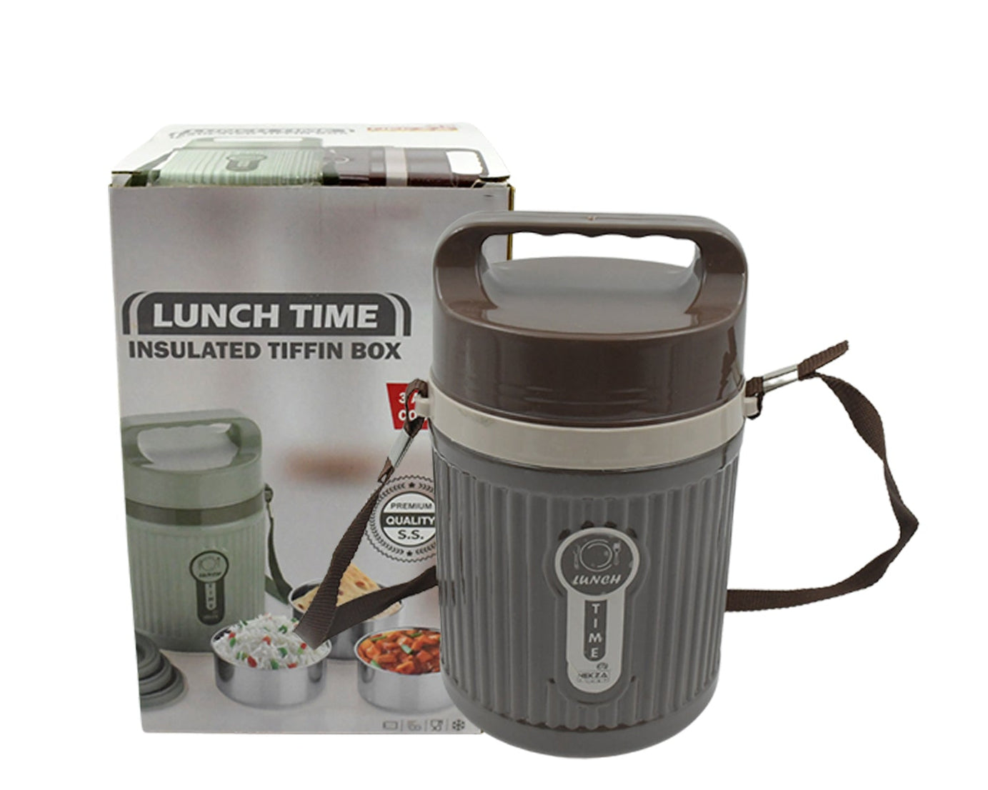 2373  Smart Insulated Stainless Steel Tiffin 3 Compartment Lunch Box with Handle Stackable Stainless Steel Lunch Box | BPA Free | Leakproof/Dabba for Office, Home, School  (1 Pc 3 compartment)