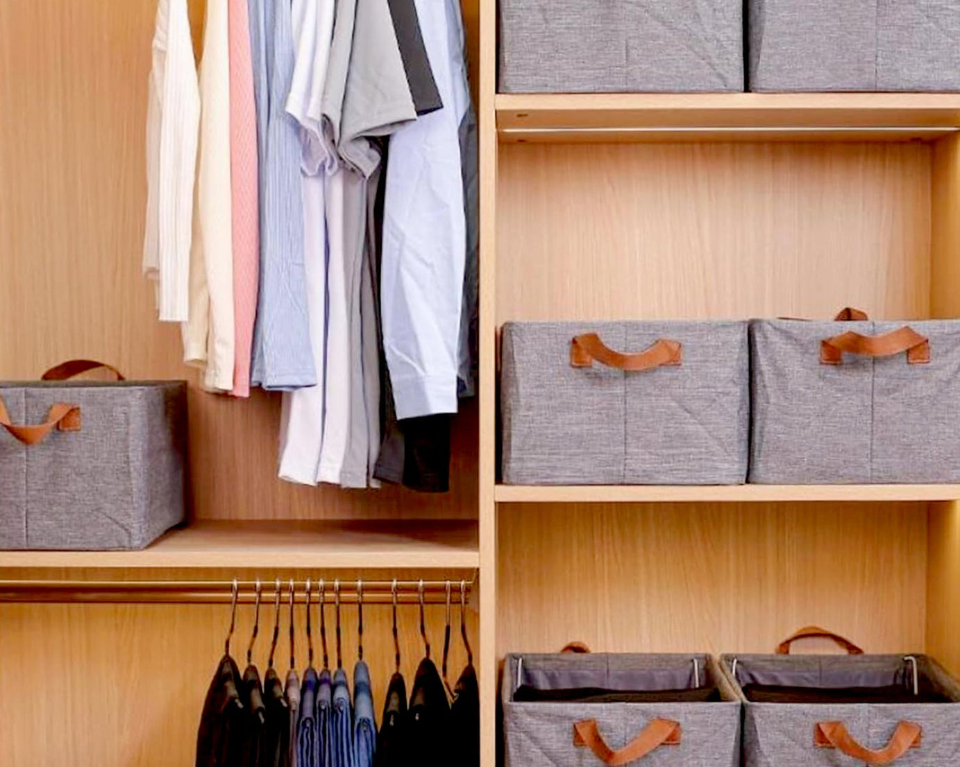 FOLDABLE STORAGE BOX WITH LID AND HANDLES, COTTON AND LINEN STORAGE BINS AND BASKETS ORGANIZER FOR NURSERY, CLOSET, BEDROOM, HOME (45 Cm)