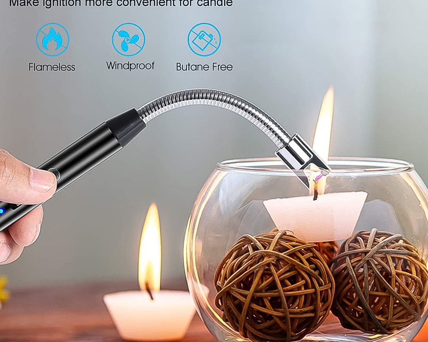 Lighter Long Flexible Electric Arc USB Rechargeable Windproof Flameless Electronic Smoking Plasma Lighters