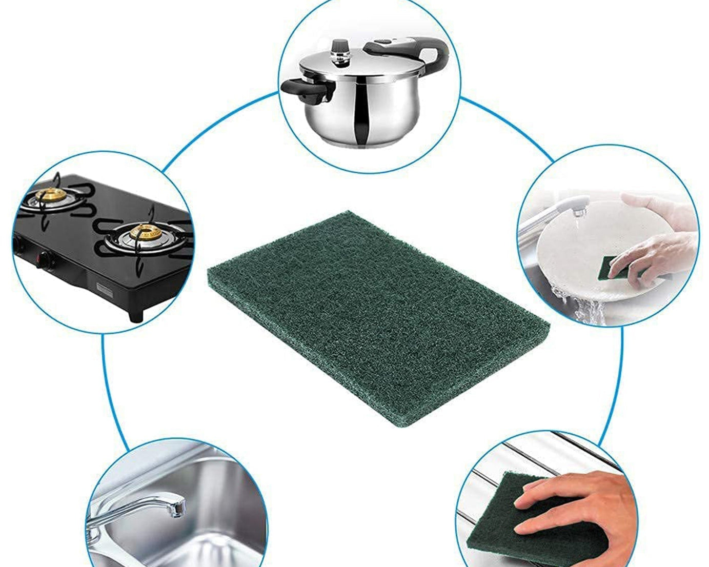 Pack of aqua green scrub sponges for household cleaning, 10 pcs.