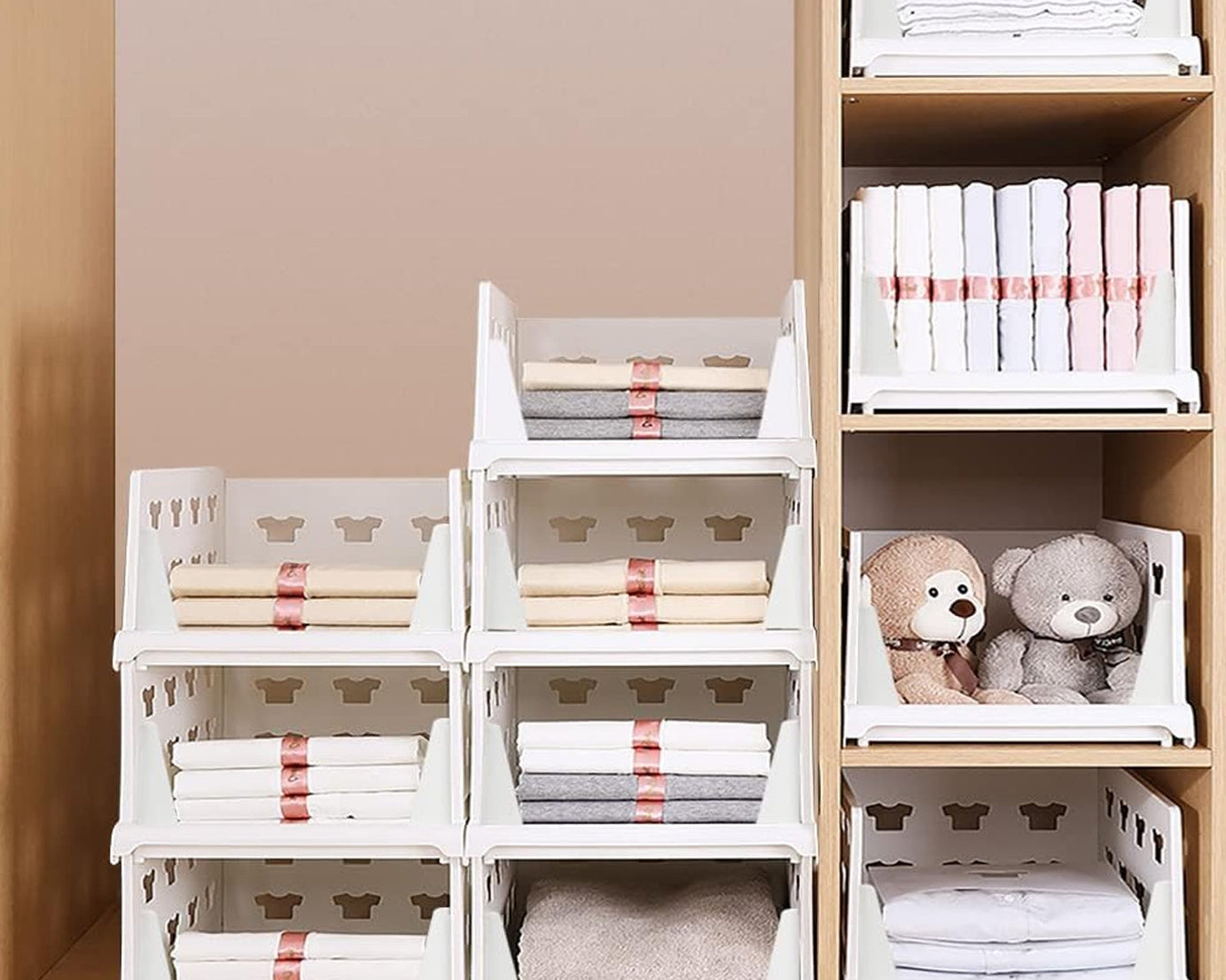 4 Layer Stackable Multifunctional Storage,for Clothes Foldable Drawer Shelf Basket Utility Cart Rack Storage Organizer Cart for Kitchen, Pantry Closet, Bedroom, Bathroom, Laundry (4 Layer 1 Pc)