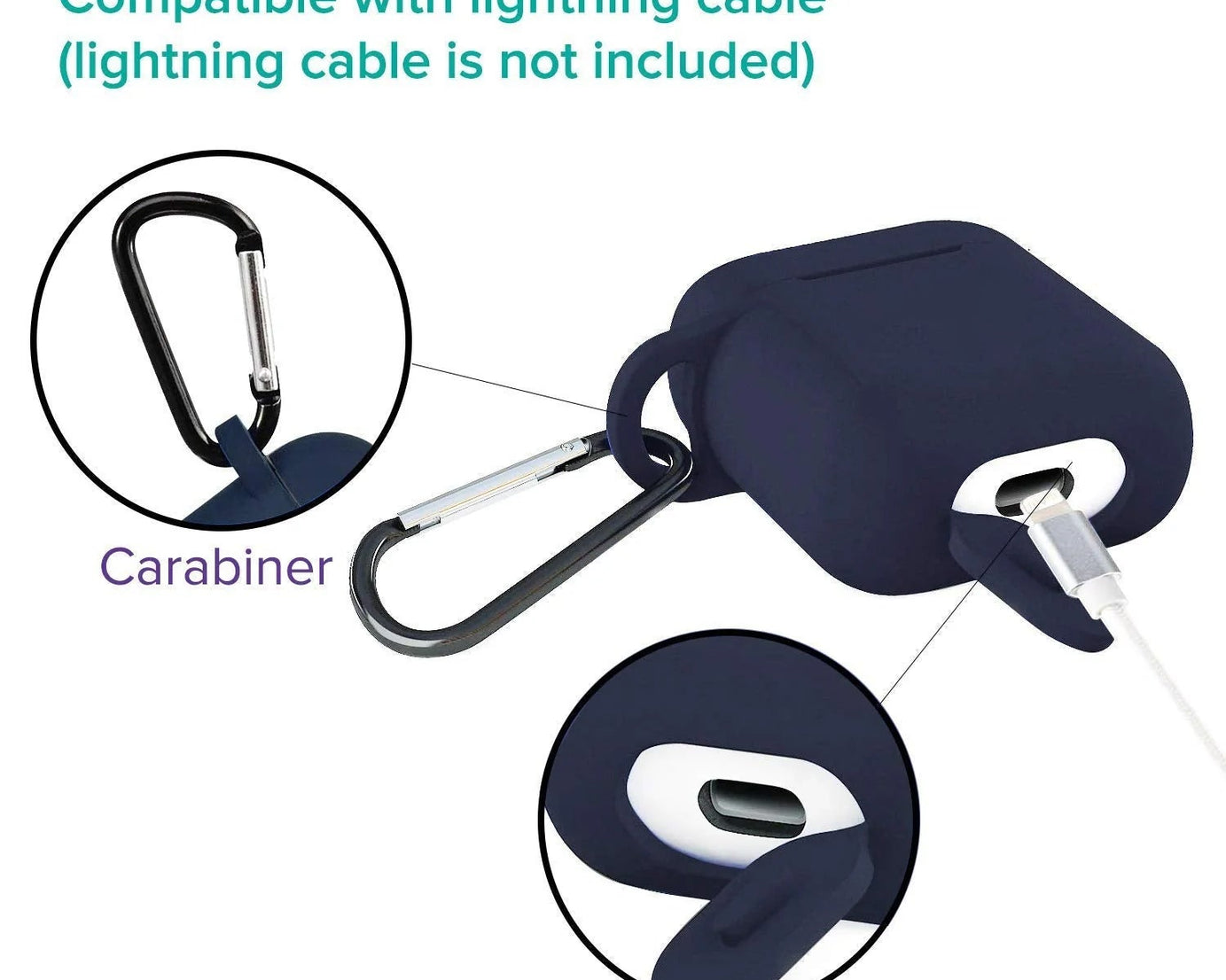 Silicone Shockproof Protection Wireless Headphones Carrying Box Cover with Metal Keychain