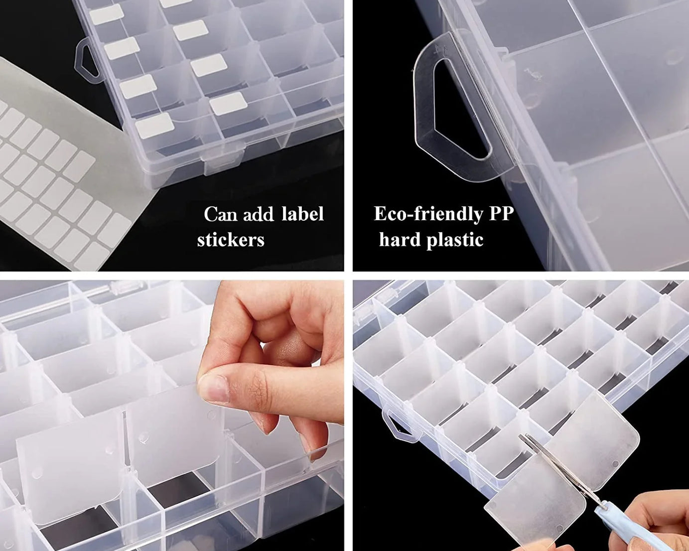 36 Grids Clear Plastic Organizer Jewelry Storage Box with Adjustable Dividers, Transparent Organizer Box (1pc)