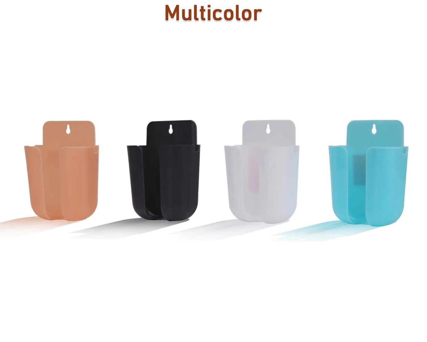 Versatile wall organizer box, multicolour design for remote storage.