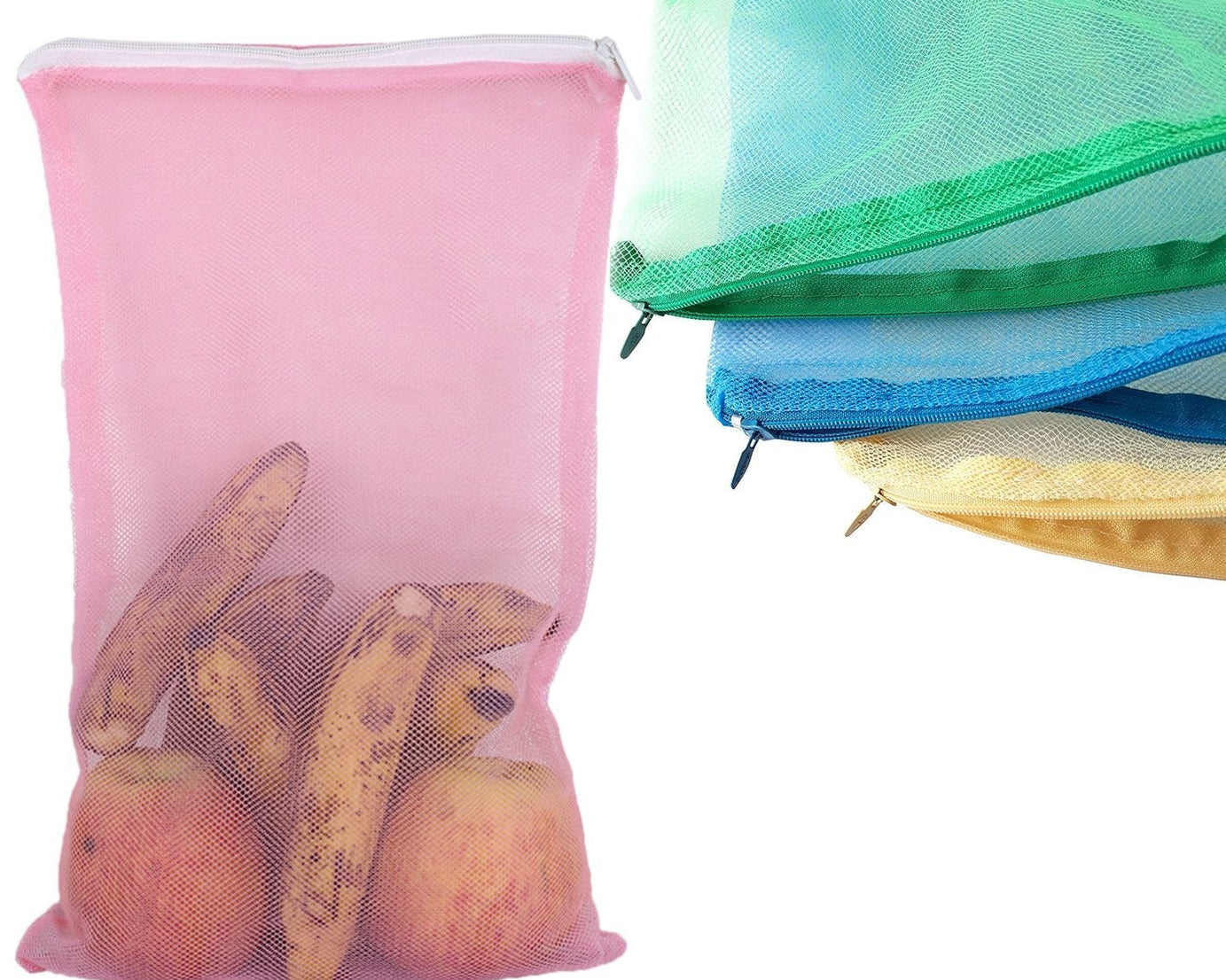 Durable zip net fridge bags in multicolour