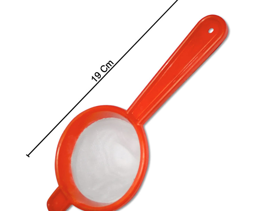 Assorted color strainers for tea and coffee, set of multiple pieces.