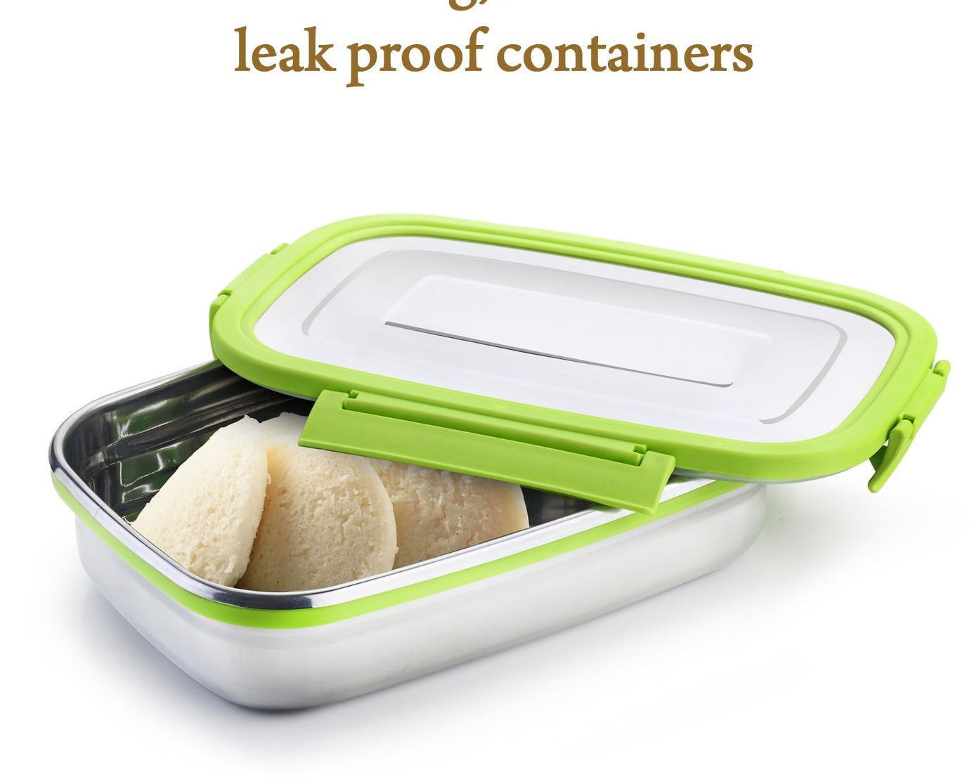 Stainless steel lunch pack for office and school, with secure closures