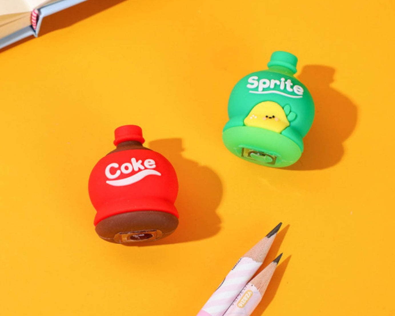 2-in-1 3D Cold Drink Bottle Shape Rubber Pencil Sharpener and Eraser Set, Stationery for Kids School Boys Girls, Birthday Return Gifts (1 Pc )