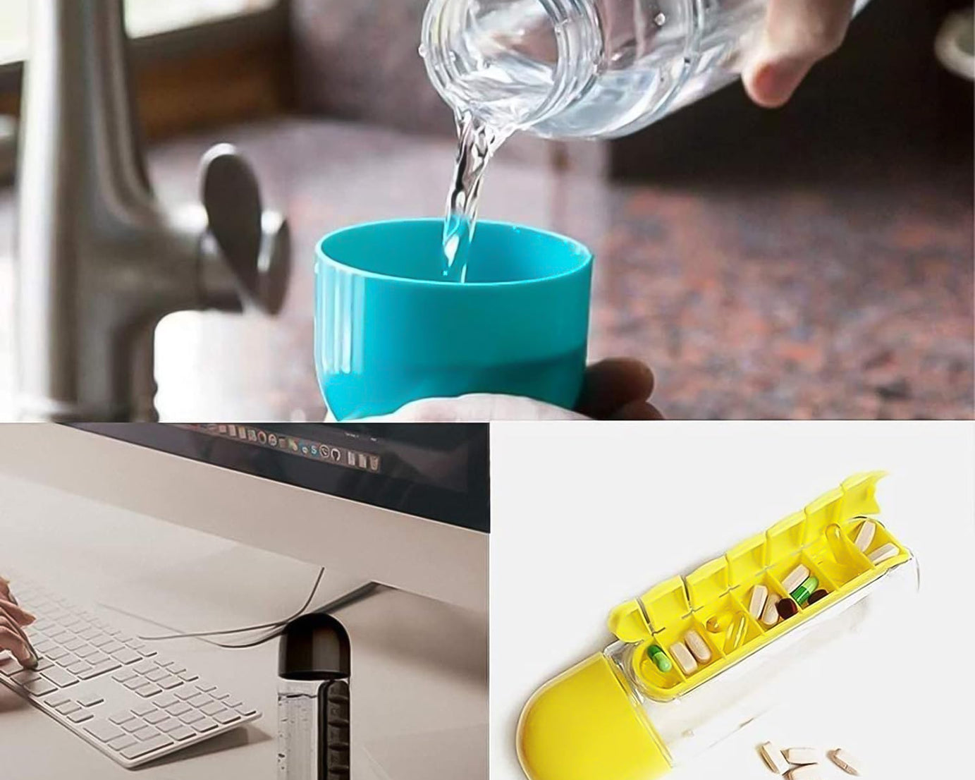 Pill & Vitamin Bottle, Water Bottle Multi Functional Use for Traveling & Outdoor Use Water Bottle, Travelling kit, Summer Special Bottle (600 Ml /  Mix Color )