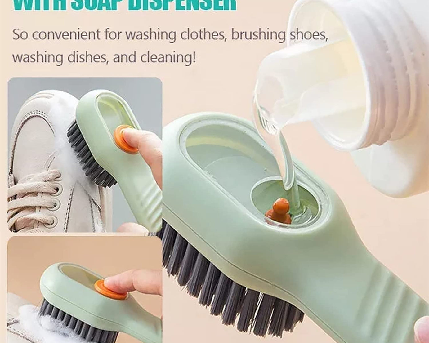Multifunctional Scrubbing Brush with Liquid / Soap Dispenser, Cleaning Brush with Liquid / Soap Dispenser, Shoe Brush for Cleaning, Cloth Cleaning Brush with Handle Liquid Shoe Brush For Shoe Clothes (1 Pc)