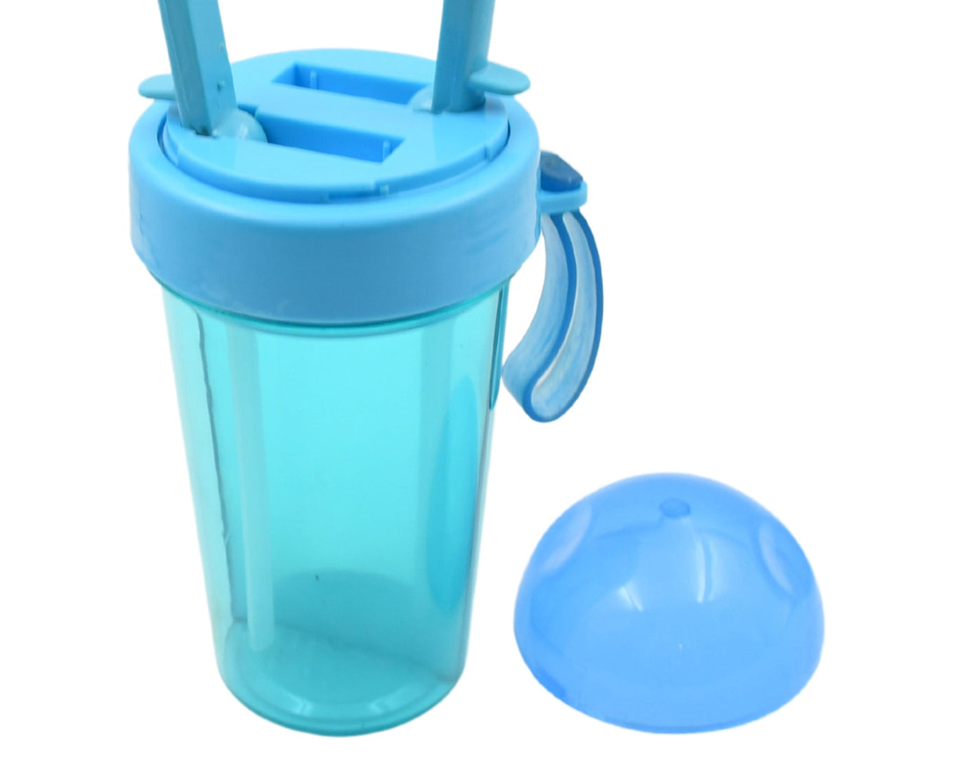 7125 2 Drinks in 1 Cup Water Bottle, Stable Sturdy Dual Use Bottle 2 Straws for Shopping Travel for Outdoor Activities (1 Pc)