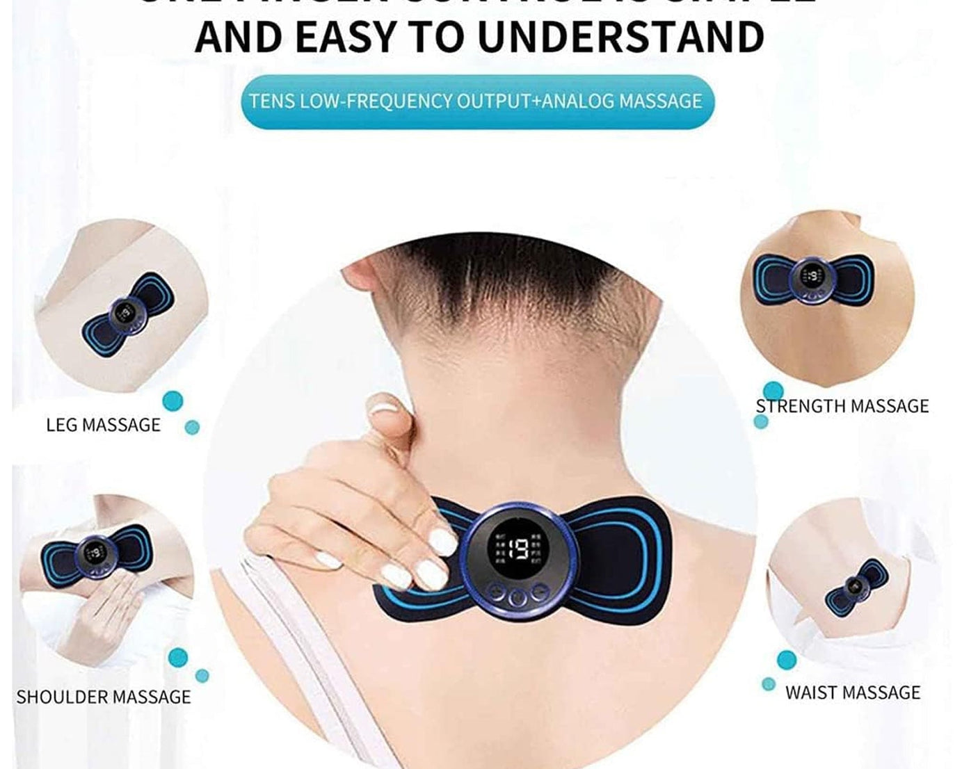 Portable USB Neck Massager Electric Neck Massager Automatic Massage Enhancer Mini Cervical Massager EMS Lymphatic Drainage Massage with Cable