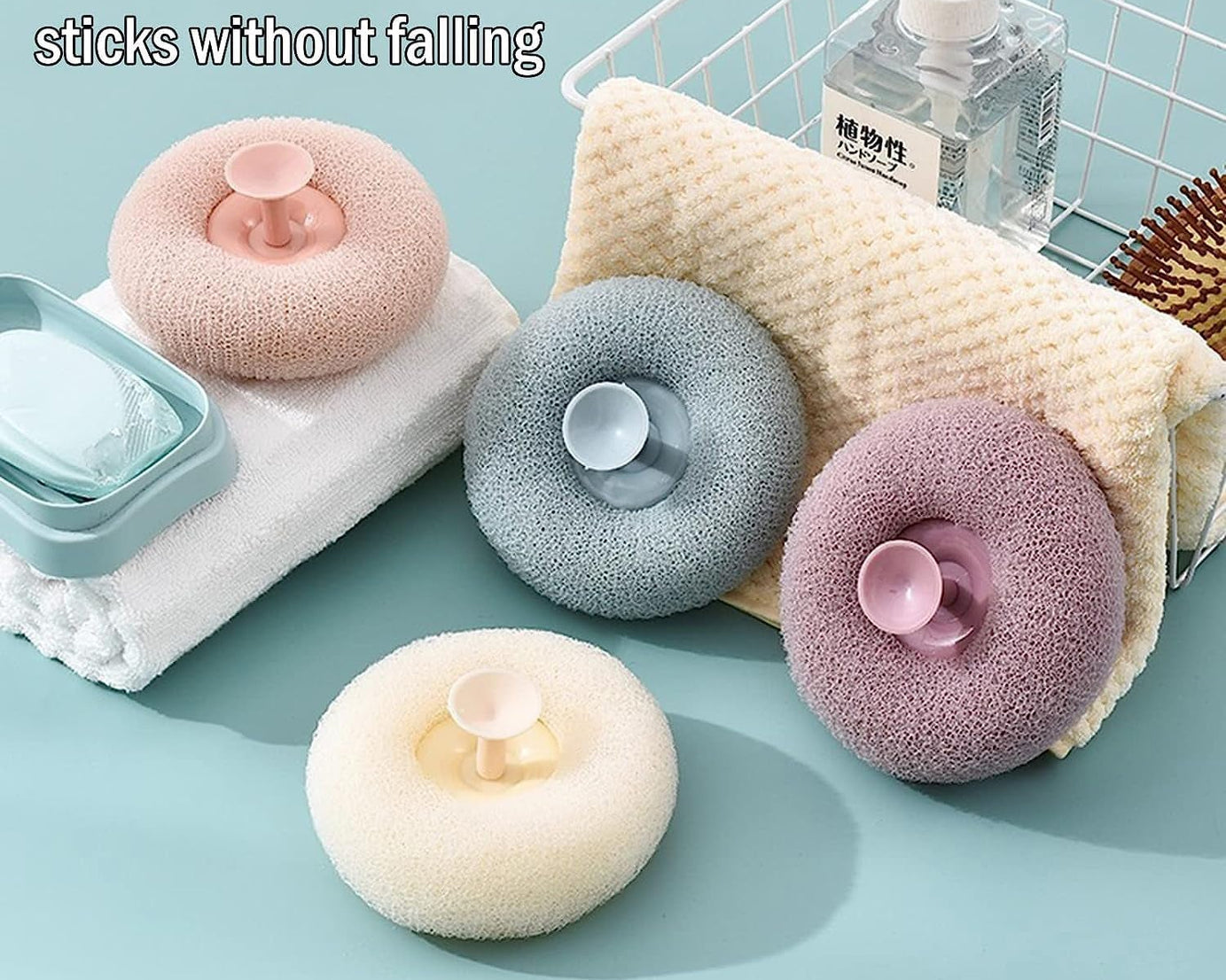 Super Soft Bath Sponge Flower Suction Cup Bath Sponges for Shower Women Men Foam Loofah Sponge Exfoliating Bath Sponge Body Washer Reusable loofah Massage Bath (1 pc)