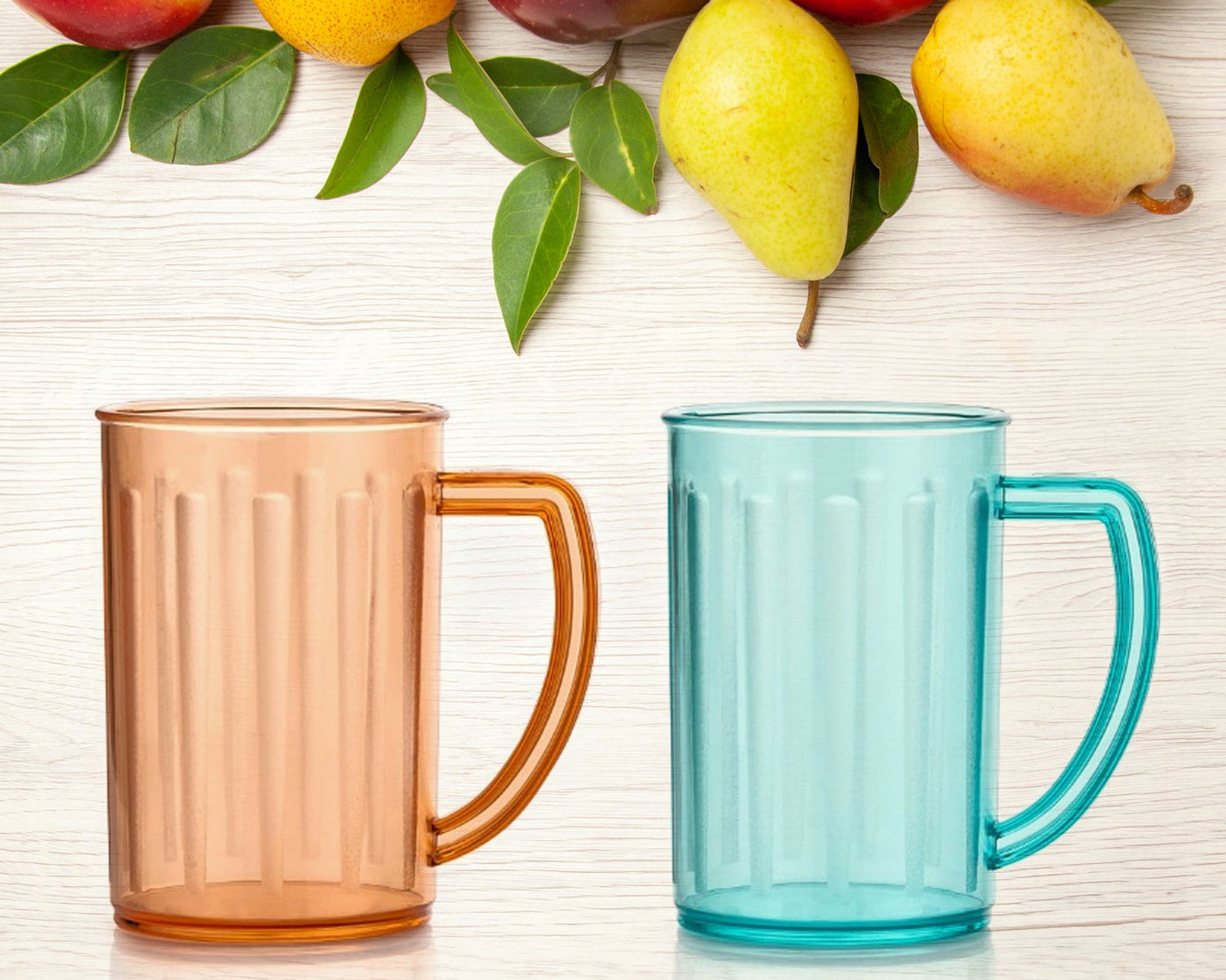 Stylish Juice Glass With Handle, Water Glass, Beer Glass, Milk Shake Glass, Multipurpose Glass Plastic Beer Mug, Unbreakable Beer Tasting Glasses, Clear Juice Glasses Suitable for Kids (2 pc)